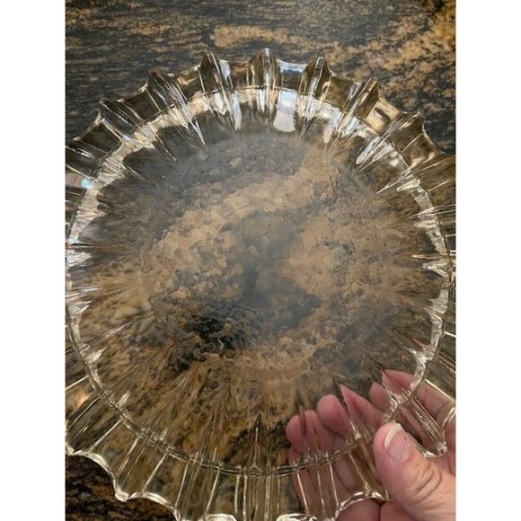 Vintage Fostoria 10" Large 1940's Round Ashtray In A Pressed Clear Glass Design‎ - Picture 5 of 10